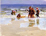 Edward Potthast At the Seashore painting